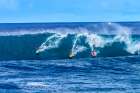 Surfer on large wave, Waimea Bay, North Shore, Oahu, Hawaii. Bay is famous for big wave surfing. Coastal Print